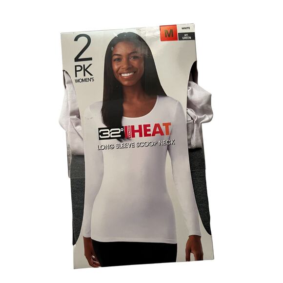 32 DEGREES HEAT Scoop Neck Tee 2-Pack - WHITE/GRAY (Size M) - Picture 4 of 5
